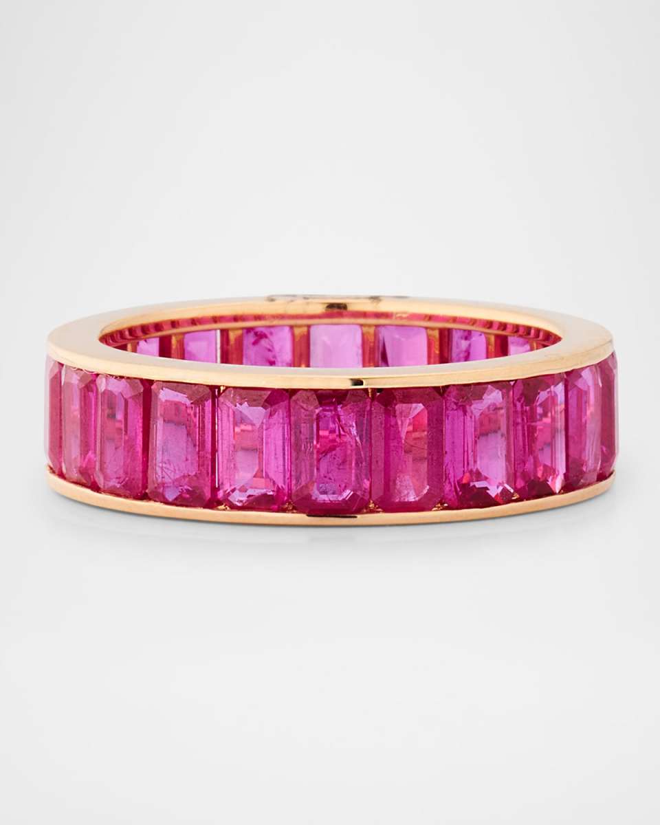 18K Rose Gold Pink Sapphire Eternity Band, Size